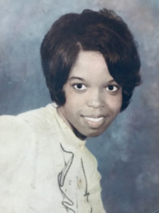 Woman in vintage portrait with short hair.