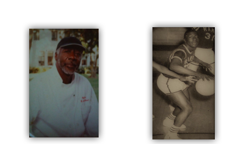 Two portraits: man in uniform, basketball player.
