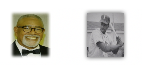 Elderly man and baseball player, smiling portraits.
