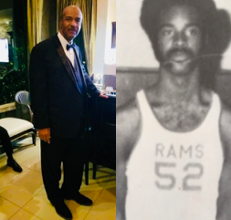 Man in a suit and sports jersey.