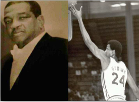 Two black and white photos of a man.