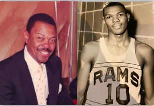 Two photos of a man, formal and athletic.
